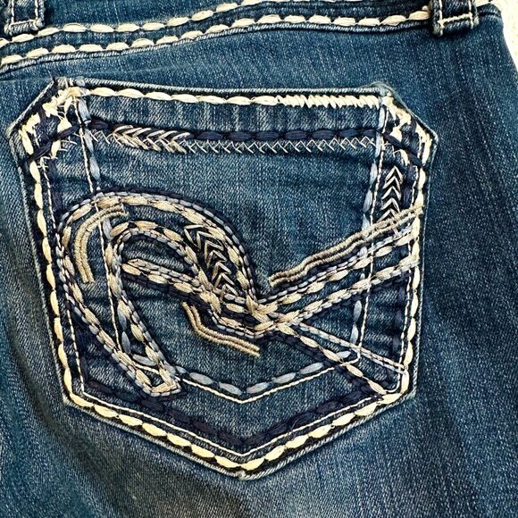 Wrangler Rock 47 Womens Ultra Low Rise Blue Jeans Tag Size 28x30 Fits W32xL28.5 - Picture 7 of 11